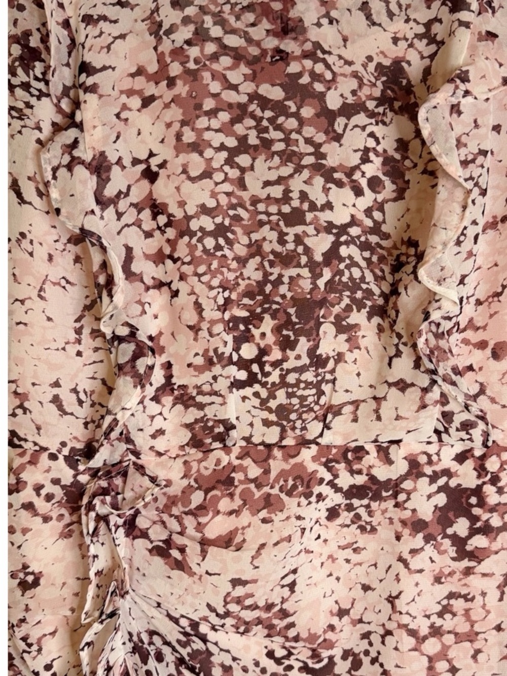 Express Pink Patterned Ruched Dress (002) - Picture 4 of 4